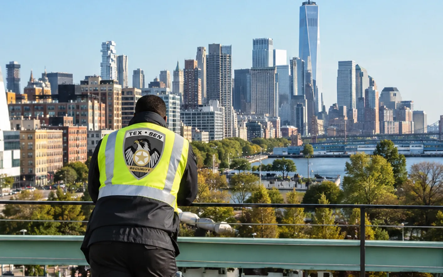 Security officer guarding a construction site